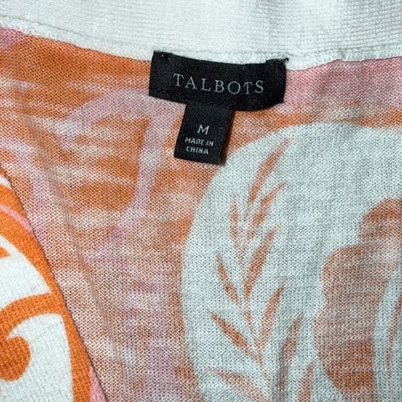 TALBOTS SLUB COTTON V-NECK SWEATER PAISLEY - Women’s M Orange - Picture 8 of 15